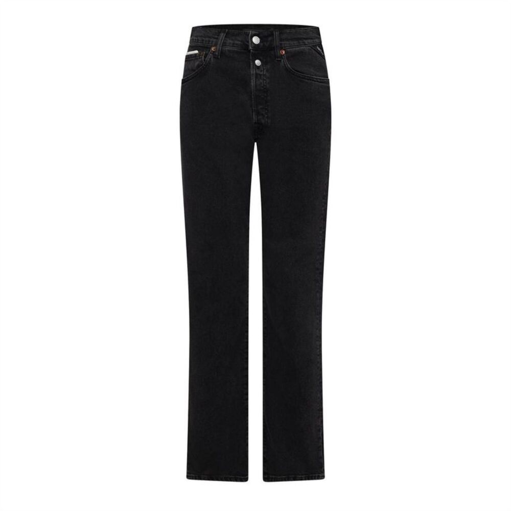 Replay Womens/Ladies Cotton Denim Double Button Straight Jeans / Black